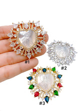 24K Gold Filled Virgin Mary Charm, Holy Mother Micro Pave Cubic Zirconia Bracelet Necklace Pendant Supply for Jewelry Making, 46x44mm, CP1192