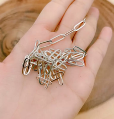 14K White Gold Filled Shiny Silver Oval Paperclip Chain, Available in Multiple Sizes, Oval Paperclip Silver Chain, Silver Paperclip Chain, CH108