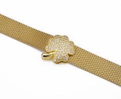 24K Gold Filled Four Leaf Clover Slider Beads CZ, Clover Slider Beads, Slider Beads, Slider Charms, Bead Bracelet, Cubic Zirconia, 18x15mm, BD006