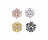 24K Gold Filled Snowflake Slider Beads CZ Micro Pave, Snowflake Charm, Slider Beads, Spacer Bead, Cubic Zirconia, Beads, 16x15mm, BD008