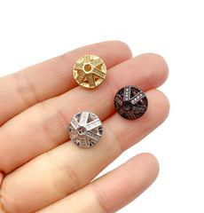 24K Gold Filled Wheel Beads, Wheel CZ Micro Pave Bead, Spacer Beads, Bracelet Beads, Cubic Zirconia, Beads, 12x8mm, BD020