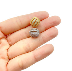 24K Gold Filled Round Cage CZ Micro Pave Bead, Round Spacer Beads, Round Beads, Spacer Beads, Bracelet Beads, Cubic Zirconia, Beads, 12mm, BD026