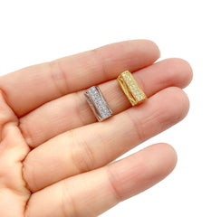 18K Gold Filled Tube Cubic Zirconia Micro Pave Bead, BD028