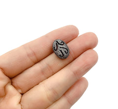 Antique Oval Beads, Oval CZ Micro Pave Bead, Spacer Beads, Metal Beads, Large Hole Beads, Cubic Zirconia, 16x10mm, BD032