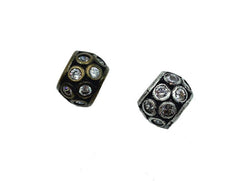 Antique Barrel Beads, CZ Micro Pave Bead, Barrel Beads, Metal Beads, Large Hole Beads, Cubic Zirconia, 10mm, BD033
