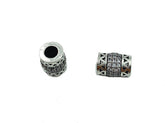 Antique Cylinder Beads, Cylinder CZ Micro Pave Bead, Barrel Beads, Tube Beads, Large Hole Beads, Cubic Zirconia, 11x8mm, BD038