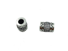 Antique Cylinder Beads, Cylinder CZ Micro Pave Bead, Barrel Beads, Tube Beads, Large Hole Beads, Cubic Zirconia, 11x8mm, BD038