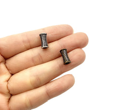 Antique Cylinder Beads, Cylinder CZ Micro Pave Bead, Barrel Beads, Tube Beads, Large Hole Beads, Cubic Zirconia, 12x6mm, BD040