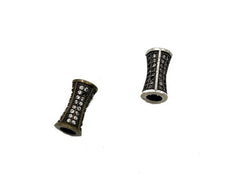 Antique Cylinder Beads, Cylinder CZ Micro Pave Bead, Barrel Beads, Tube Beads, Large Hole Beads, Cubic Zirconia, 12x6mm, BD040