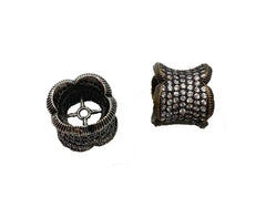 Antique Cylinder Beads, Cylinder CZ Micro Pave Bead, Barrel Beads, Tube Beads, Large Hole Beads, Cubic Zirconia, 12x11mm, BD043