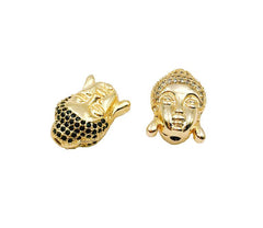 24K Gold Filled Buddha Head Beads, CZ Micro Pave Buddha Head Beads, Cubic Zirconia Pave Charm, Buddha Head Space Beads, Buddha Bracelet, 16x12mm, BD064