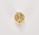 24K Gold Filled 3D CZ Micro Pave Lion Head Beads, Cubic Zirconia Spacer Beads, Lion Animal Head Space Beads, Lion Charms Findings, 10mm, BD068
