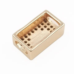 18K Gold Filled Black CZ Large Hole Embossment Crown Spacer 18K Gold CZ Micro Pave Beads Cuboid Spacer Beads Men’s Bracelet Findings 13x8mm, BD073