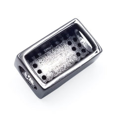 24K Gold Filled Black CZ Large Hole Embossment Lion Head Spacer Pave Beads, Cubic Zirconia Cuboid Spacer Beads, Men’s Bracelet Findings, 13x8mm, BD075