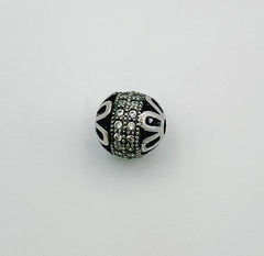 Antique Flower Micro Pave Spacer Beads, Flower Round Ball Beads, Flower Ball Beads for Bracelet Necklace Jewelry Making, 10mm, BD083