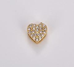 18K Gold Filled Tiny Heart Slider Beads, CZ Micro Pave Love Beads for Valentines Bracelet Necklace Jewelry Making Supply, 7mm, BD087