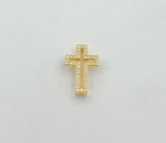 18K Gold Filled Dainty Cross Micro Pave CZ Bead, Religious Simple Cubic Zirconia Bead Bracelet Earring Necklace for Jewelry Making, BD092