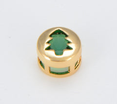 18K Gold Filled Multi Color Cubic Zirconia Gold Holyday Season Bead, BD110A