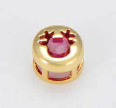 18K Gold Filled Multi Color Cubic Zirconia Gold Holyday Season Bead, BD110B