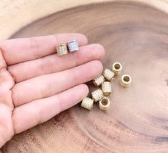 18K Gold Filled 1pc Cylinder Beads, CZ Large Hole Cylinder Drum Barrel Micro Pave Beads, Tube CZ Beads, Large Hole Spacer Bead, 9x8mm, BD115