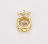 18K Gold Filled King Queen Crown Beads, Spacer Beads, Multiple Strand Beads, CZ Micro Pave Spacer Beads for Bracelet Jewelry Making, BD121