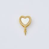 18K Gold Filled Shell Pearl Heart Bead Spacer, CZ Micro Pave Heart Spacers for Bracelet Necklace Jewelry Making, BD154