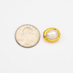 18K Gold Filled Electroplated Freshwater Oval Pearl Bead, Pearl Spacer Beads for Necklace Bracelet Jewelry Making Supply, BD161