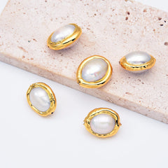 18K Gold Filled Electroplated Freshwater Oval Pearl Bead, Pearl Spacer Beads for Necklace Bracelet Jewelry Making Supply, BD161