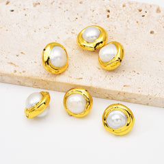 18K Gold Filled Electroplated Freshwater Round Pearl Bead, Pearl Spacer Beads for Necklace Bracelet Jewelry Making Supply, BD162