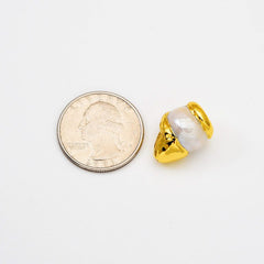 18K Gold Filled White Baroque Freshwater Pearl Bead, Pearl Spacer Beads for Necklace Bracelet Jewelry Making Supply, 22x14mm, BD163