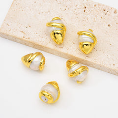 18K Gold Filled White Baroque Freshwater Pearl Bead, Pearl Spacer Beads for Necklace Bracelet Jewelry Making Supply, 22x14mm, BD163