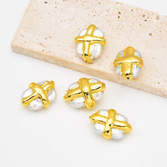 18K Gold Filled White Baroque Freshwater Pearl Bead, Pearl Spacer Beads for Necklace Bracelet Jewelry Making Supply, 24x19mm, BD164