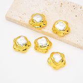 18K Gold Filled White Baroque Freshwater Pearl Bead, Pearl Spacer Beads for Necklace Bracelet Jewelry Making Supply, 20x20mm, BD165