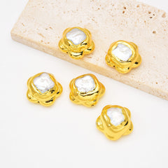 18K Gold Filled White Baroque Freshwater Pearl Bead, Pearl Spacer Beads for Necklace Bracelet Jewelry Making Supply, 20x20mm, BD165