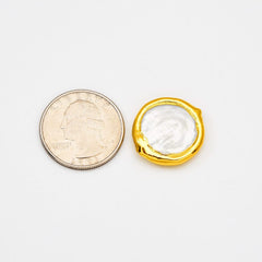 18K Gold Filled Freshwater Pearl Connector Beads, Pearl Spacer Beads for Necklace Bracelet Jewelry Making Supply, 23x21mm, BD166