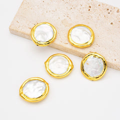 18K Gold Filled Freshwater Pearl Connector Beads, Pearl Spacer Beads for Necklace Bracelet Jewelry Making Supply, 23x21mm, BD166