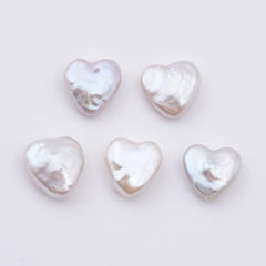 Natural Heart Shape Freshwater Pearls, White Pearl Heart Beads, Loose Pearl Beads for DIY Jewelry Making, BD170