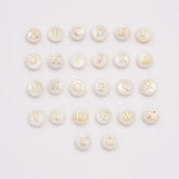 18K Gold Filled Dainty Freshwater Pearl Initial Letter Beads, MOP Alphabet Beads, Natural Shell Initial Beads, Personalized Initial Charms, BD174