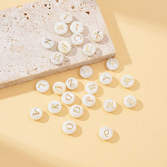 18K Gold Filled Dainty Freshwater Pearl Initial Letter Beads, MOP Alphabet Beads, Natural Shell Initial Beads, Personalized Initial Charms, BD174