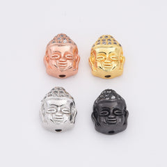 18K Gold Filled CZ Micro Pave Buddha Head Spacer, DIY, Jewelry Making, 11x14mm, BD612