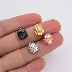 18K Gold Filled CZ Micro Pave Buddha Head Spacer, DIY, Jewelry Making, 11x14mm, BD612