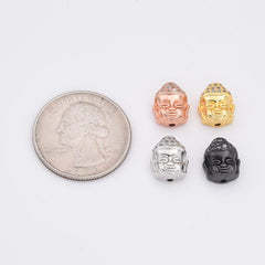 18K Gold Filled CZ Micro Pave Buddha Head Spacer, DIY, Jewelry Making, 11x14mm, BD612