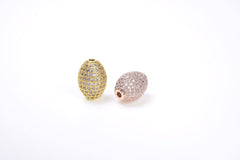 18K Gold Filled Oval Connector, Round Shape Beads, CZ Micro Pave Oval Beads Spacer, DIY, Jewelry Making, 16x12mm, BD627