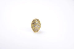 18K Gold Filled Oval Connector, Round Shape Beads, CZ Micro Pave Oval Beads Spacer, DIY, Jewelry Making, 16x12mm, BD627
