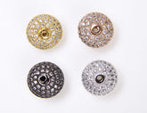 18K Gold Filled Roundel Rondelle Spacer Beads, Cubic Zirconia Micro Pave Rondelle Bead, CZ Rhinestone Spacer Pave Bead, Rose Gold/ Black/ Silver/ Gold bead, 10x6mm, BD705