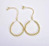 18K Gold Filled Adjustable Beaded Bracelet, Round Bead Slider Bracelets, Round Ball Bead Bracelet for Women, BR062