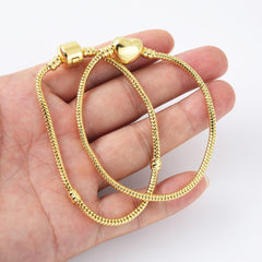 18K Gold Filled Bracelet Snake Chain, European Snake Chain Bracelet w/ Barrel Clasp, Heart Bracelet, BR071
