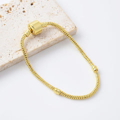 18K Gold Filled Bracelet Snake Chain, European Snake Chain Bracelet w/ Barrel Clasp, Heart Bracelet, BR071