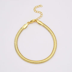 18K Gold Filled Snake Chain Bracelet, Herringbone Chain Bracelet for Women Gifts, Adjustable Bracelet, BR077