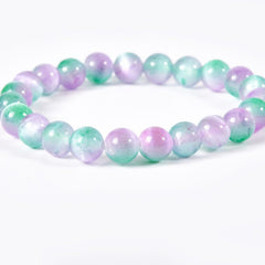 Natural Rainbow Fluorite Stone Bracelet, Fluorite Crystal Bracelet, Healing Bracelet, 7 Inch, 6/8mm, BR078